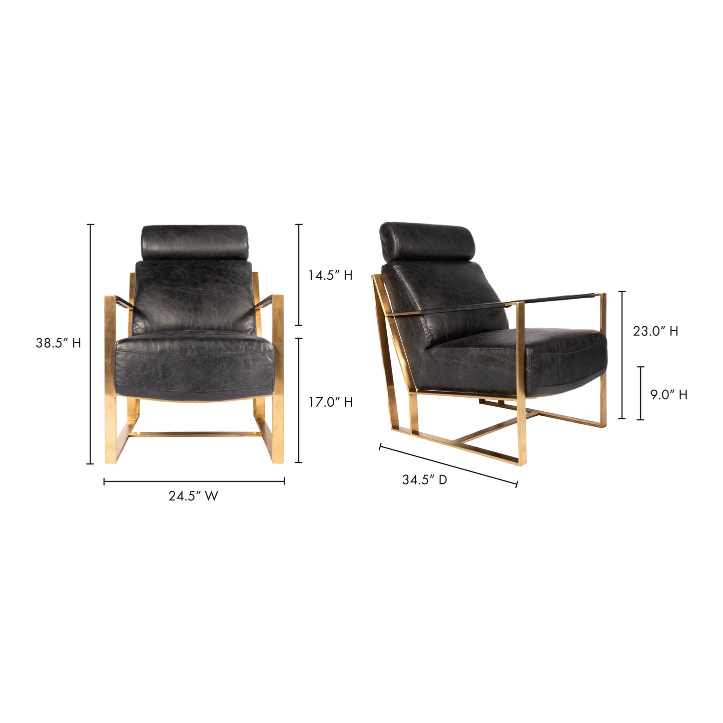 Paradiso Chair Onyx Black Leather | Moe's Furniture - PK-1083-02