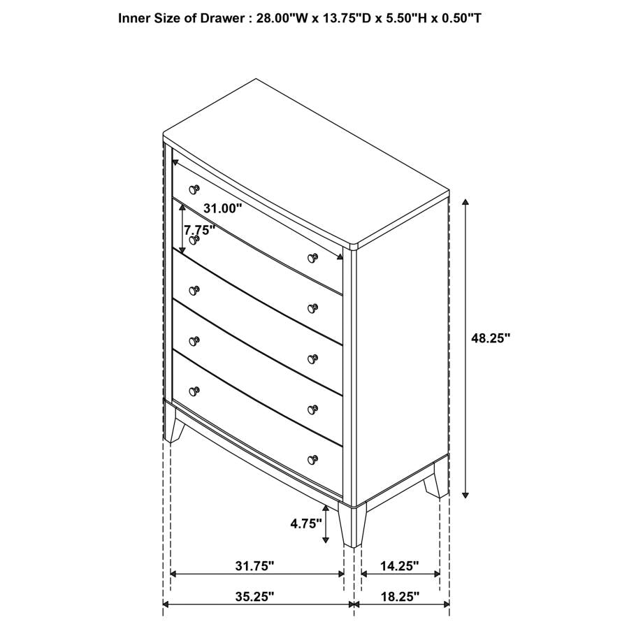 Granada 5-Drawer Chest – Natural Pine